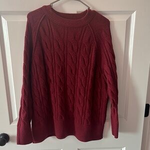 Aerie Burgundy Cable Knit Sweater